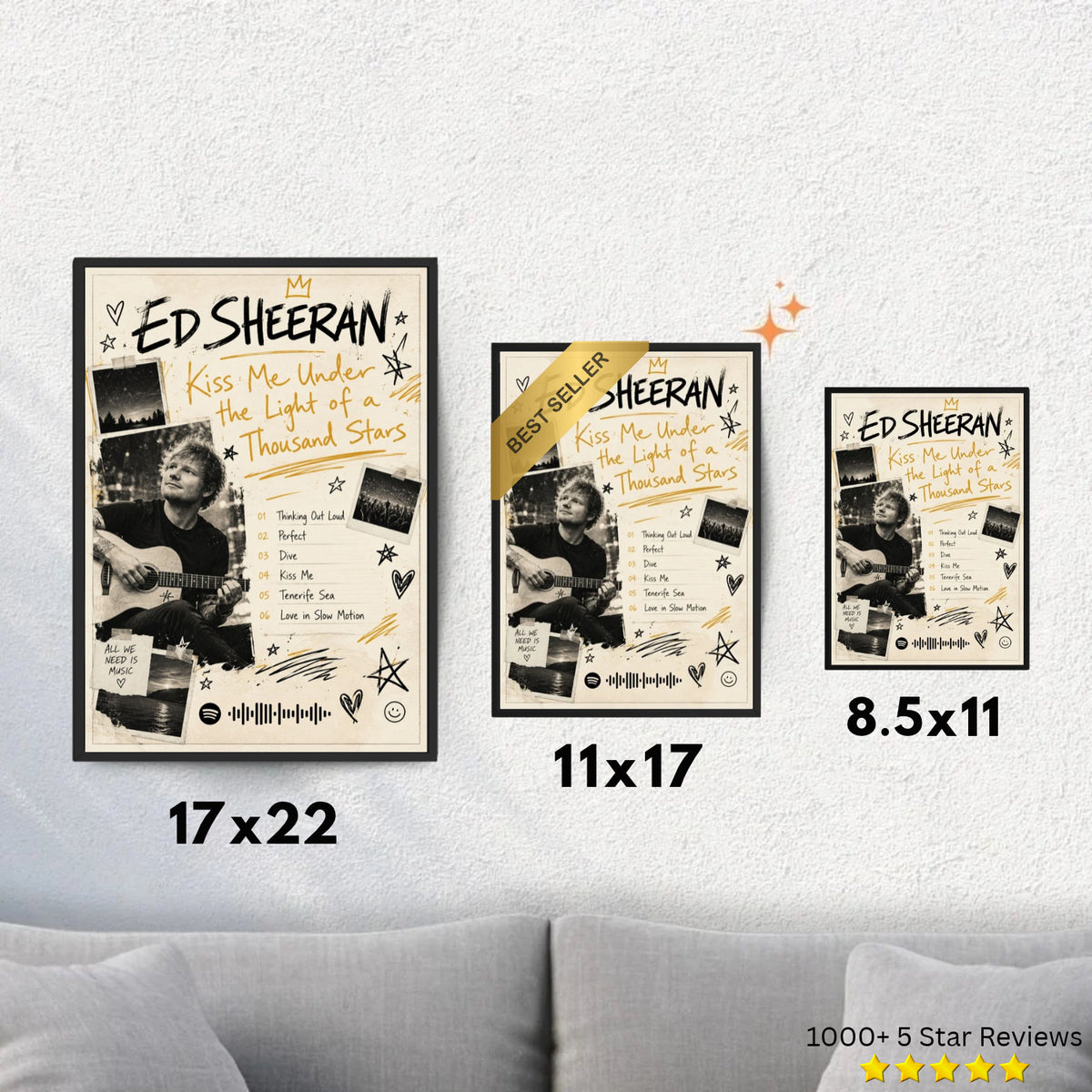 kiss me under the light of a thousand stars! - Ed Sheeran Inspired Album Poster - USA