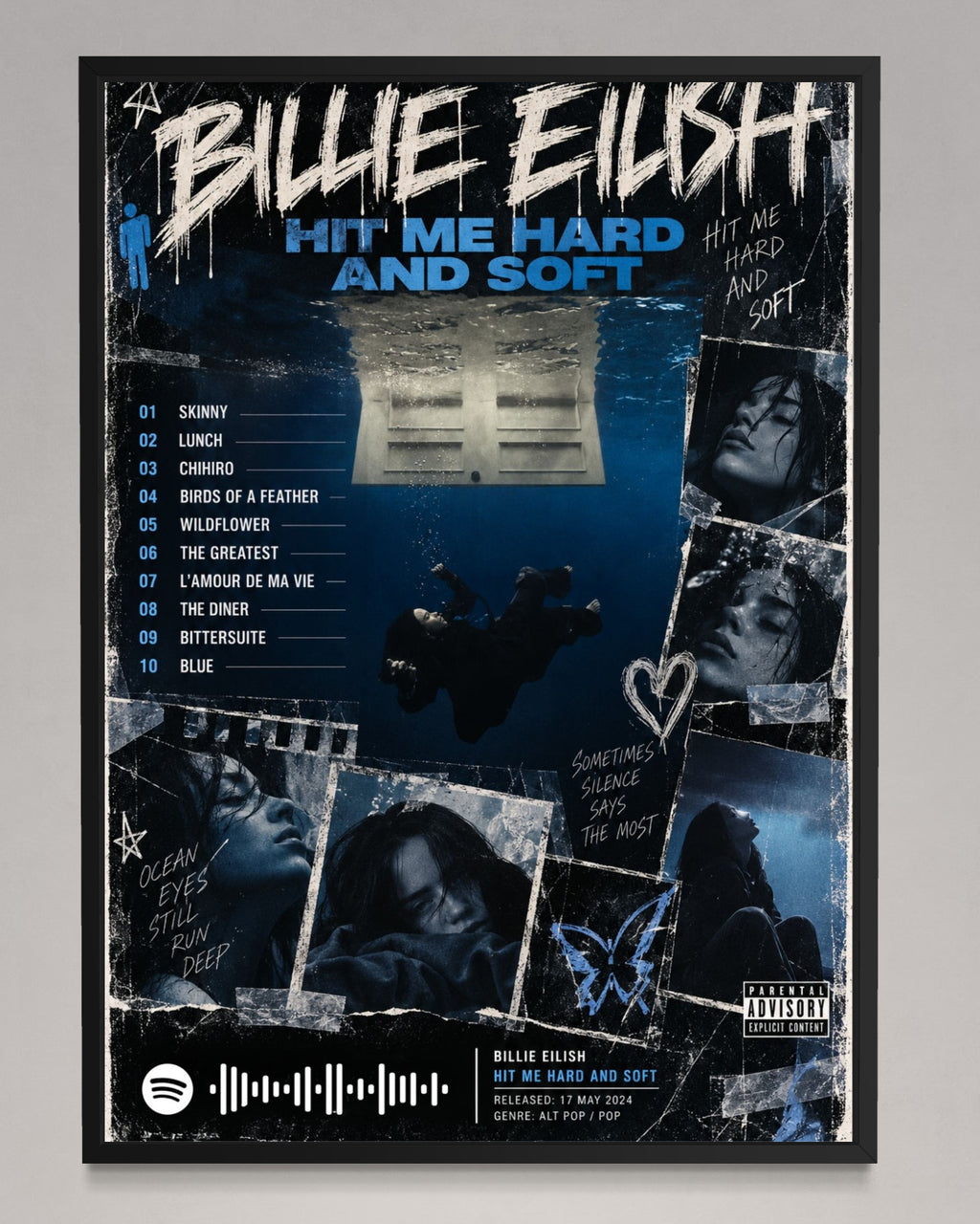 HIT ME HARD AND SOFT - Billie Eilish Inspired Album Poster - USA