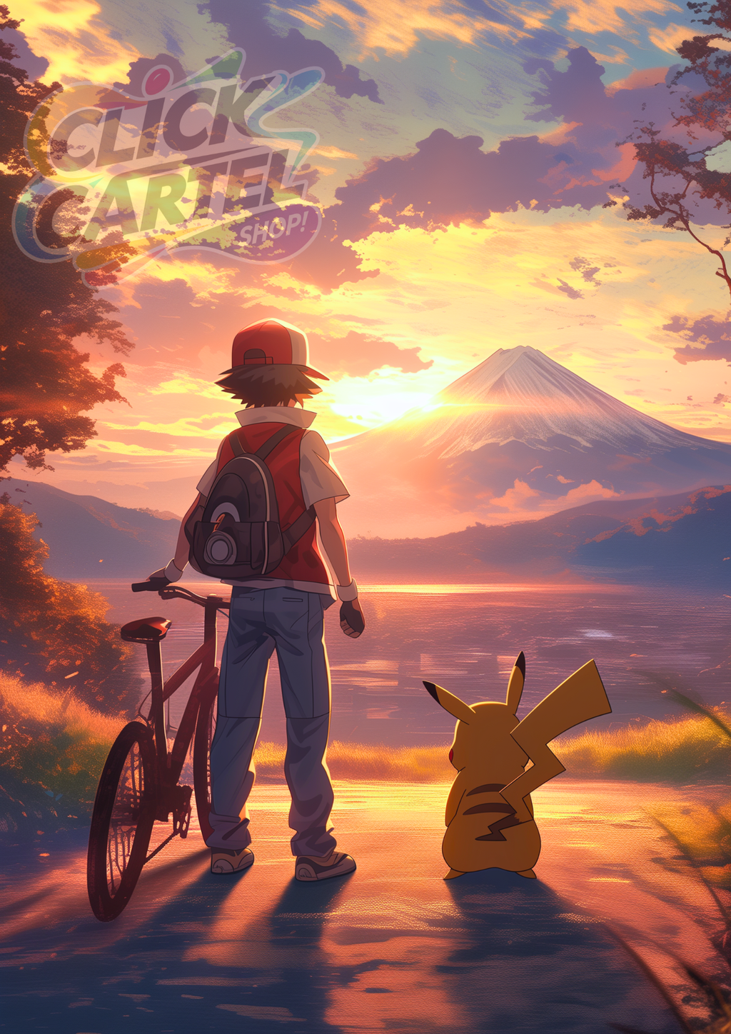 Ash & Pikachu Chasing Horizons - Pokemon Inspired Album Poster