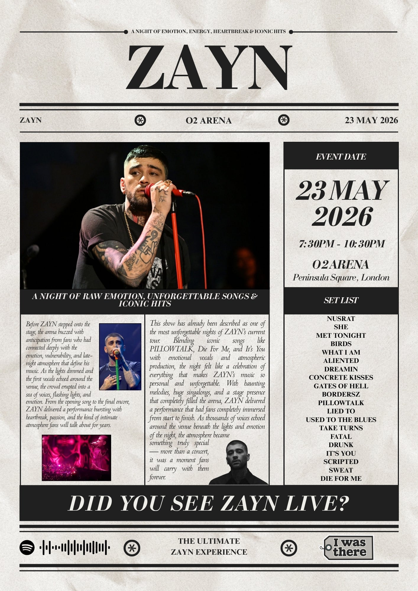 The Charlatans - Gepersonaliseerd Krantenstijl Concertposter