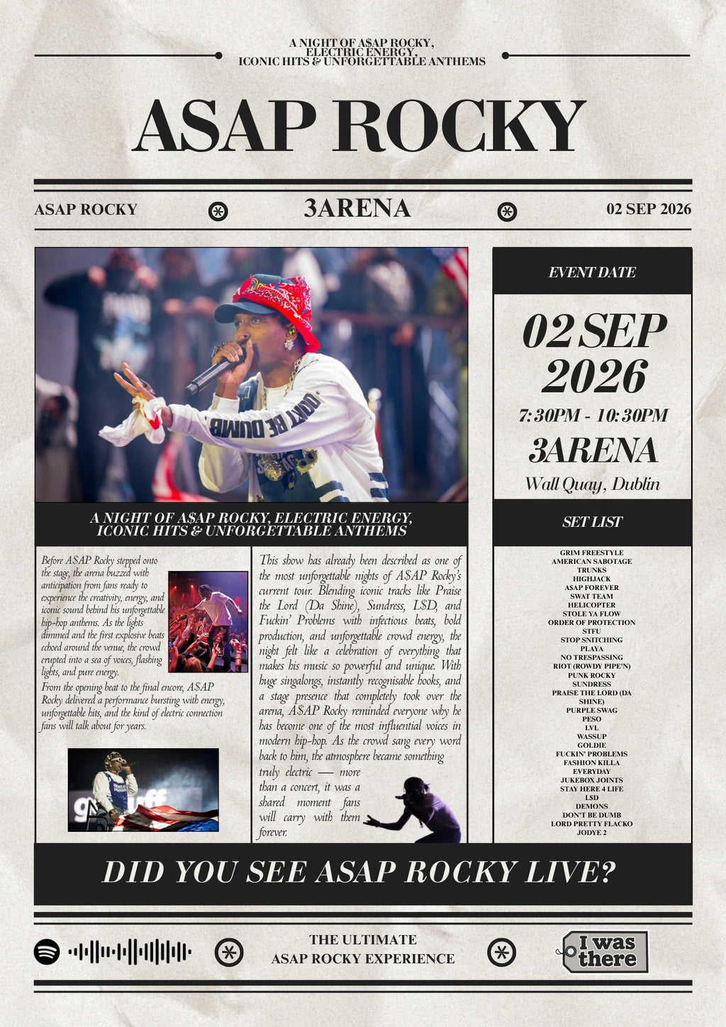Asap Rocky - Personalised Newspaper Style Concert Poster