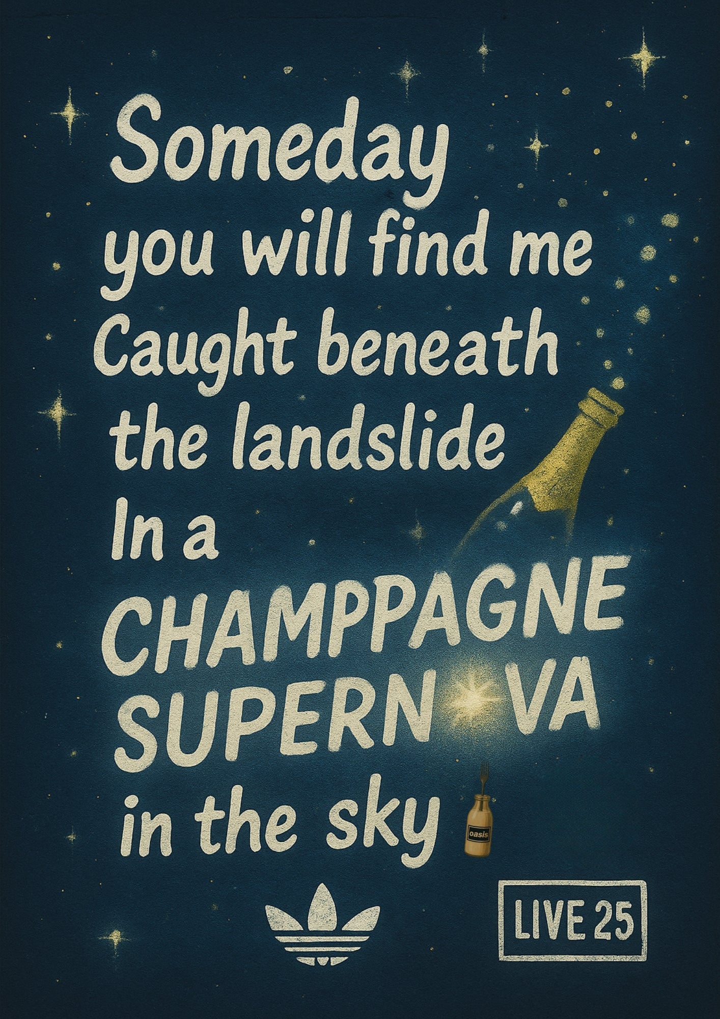 Champagne Supernova - Oasis Inspired Lyrics Poster