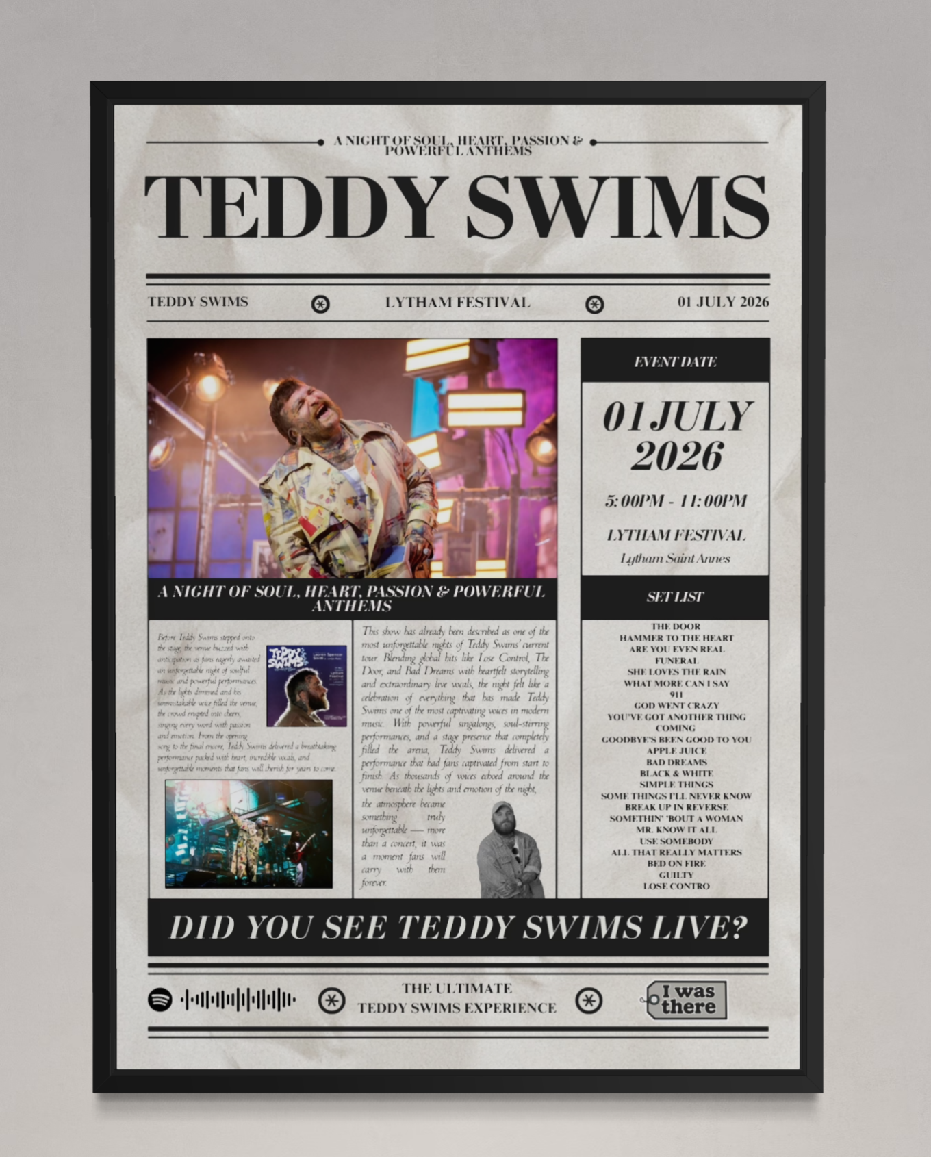 YUNGBLUD - Póster de concierto personalizado estilo periódico