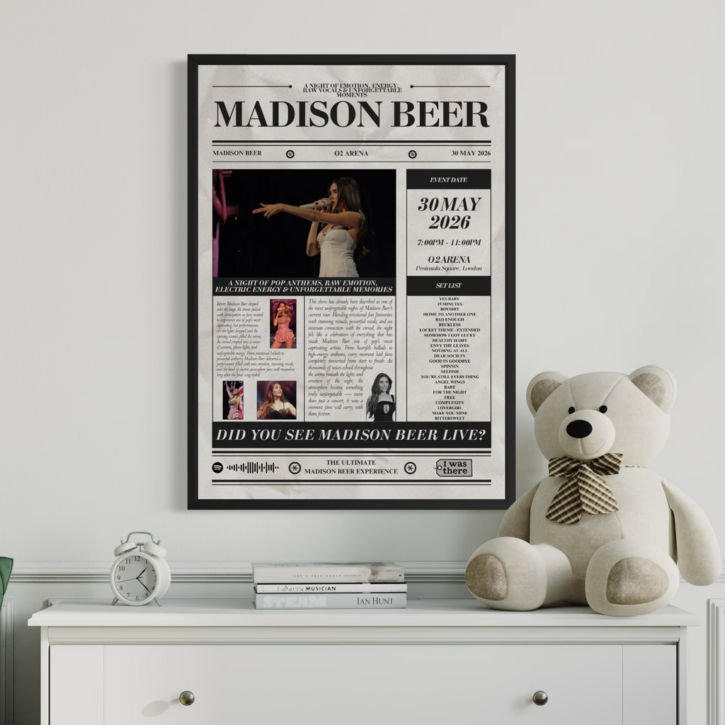 Madison Beer - Personalised Newspaper Style Concert Poster
