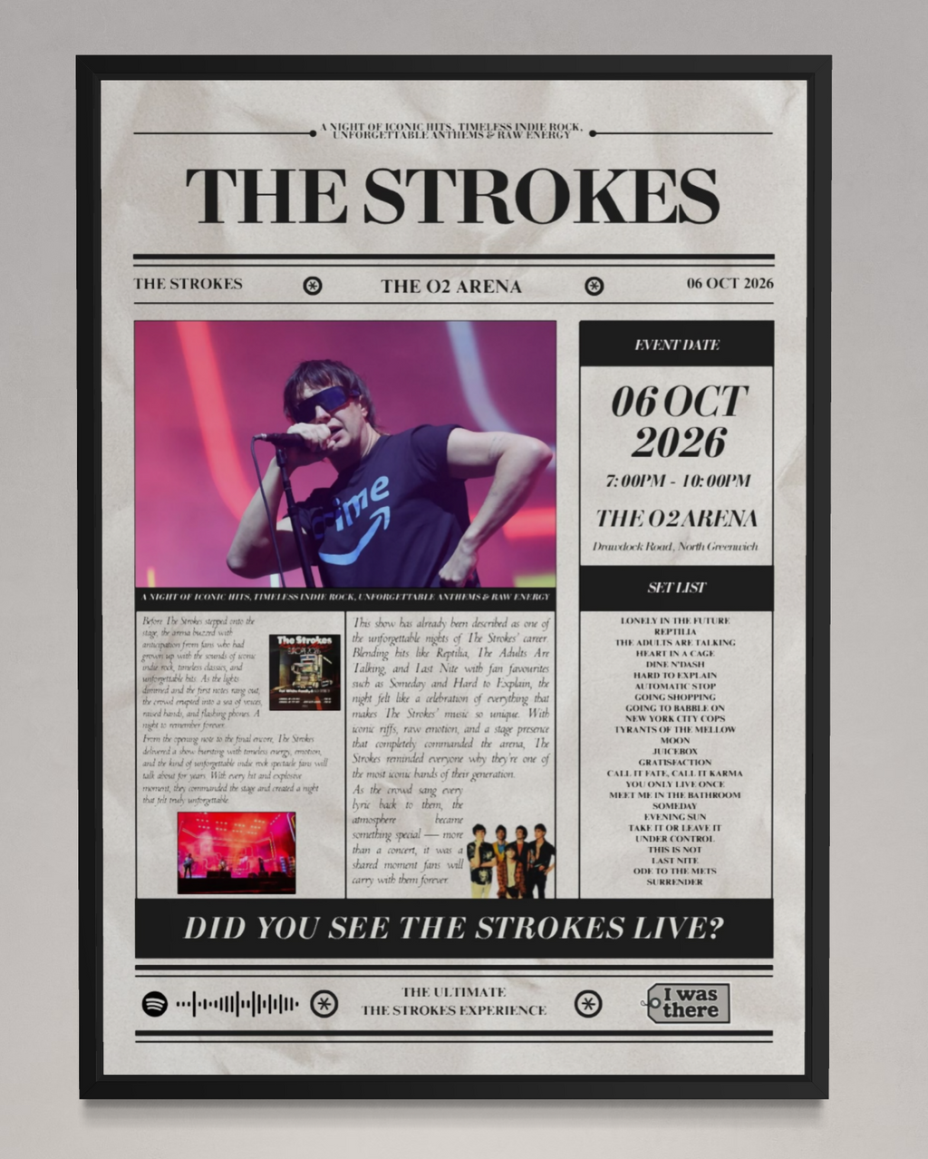 The Strokes - Personalised Newspaper Style Concert Poster