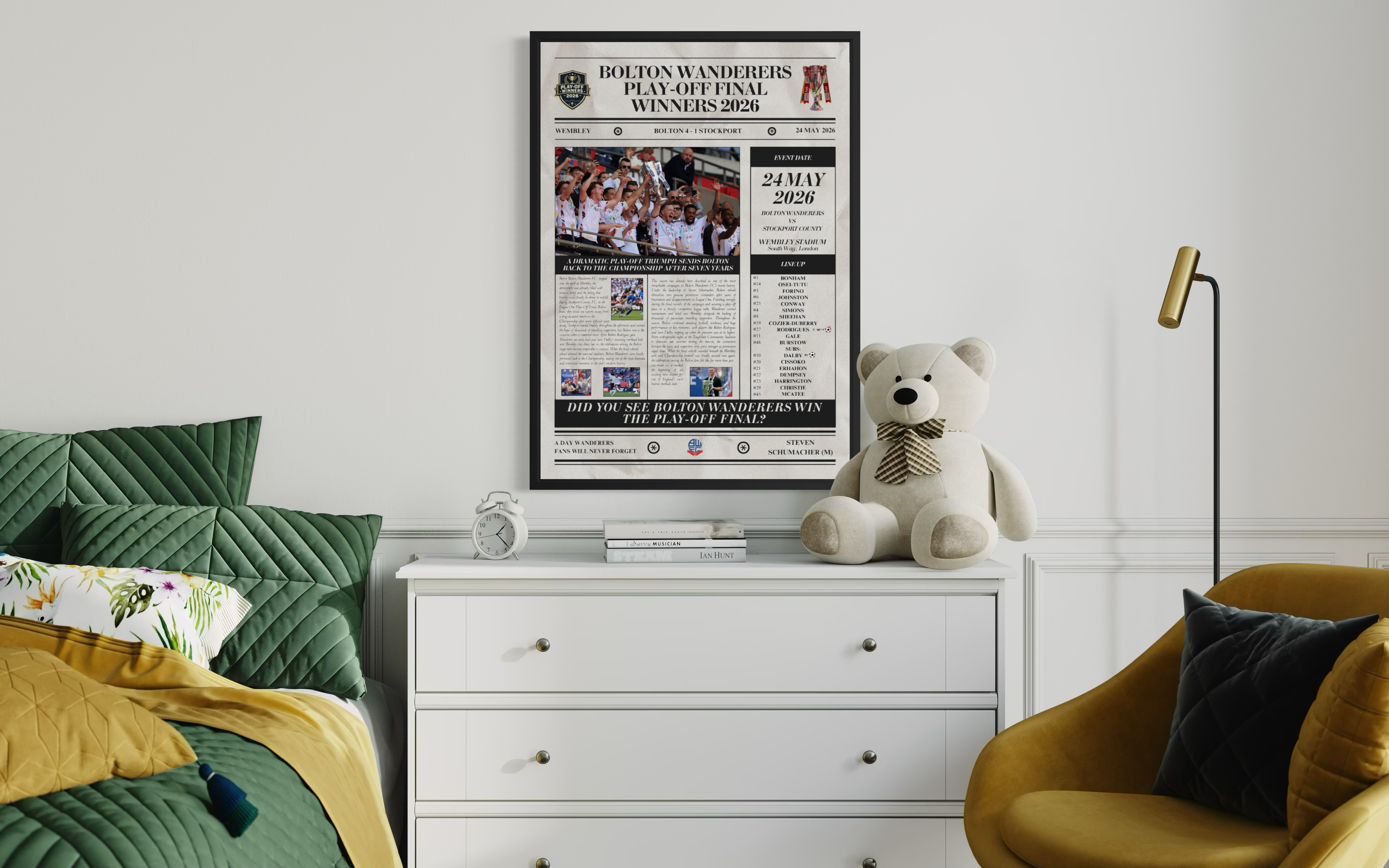 Bolton Wanderers Play Off Winners 2026 - Newspaper Style Poster
