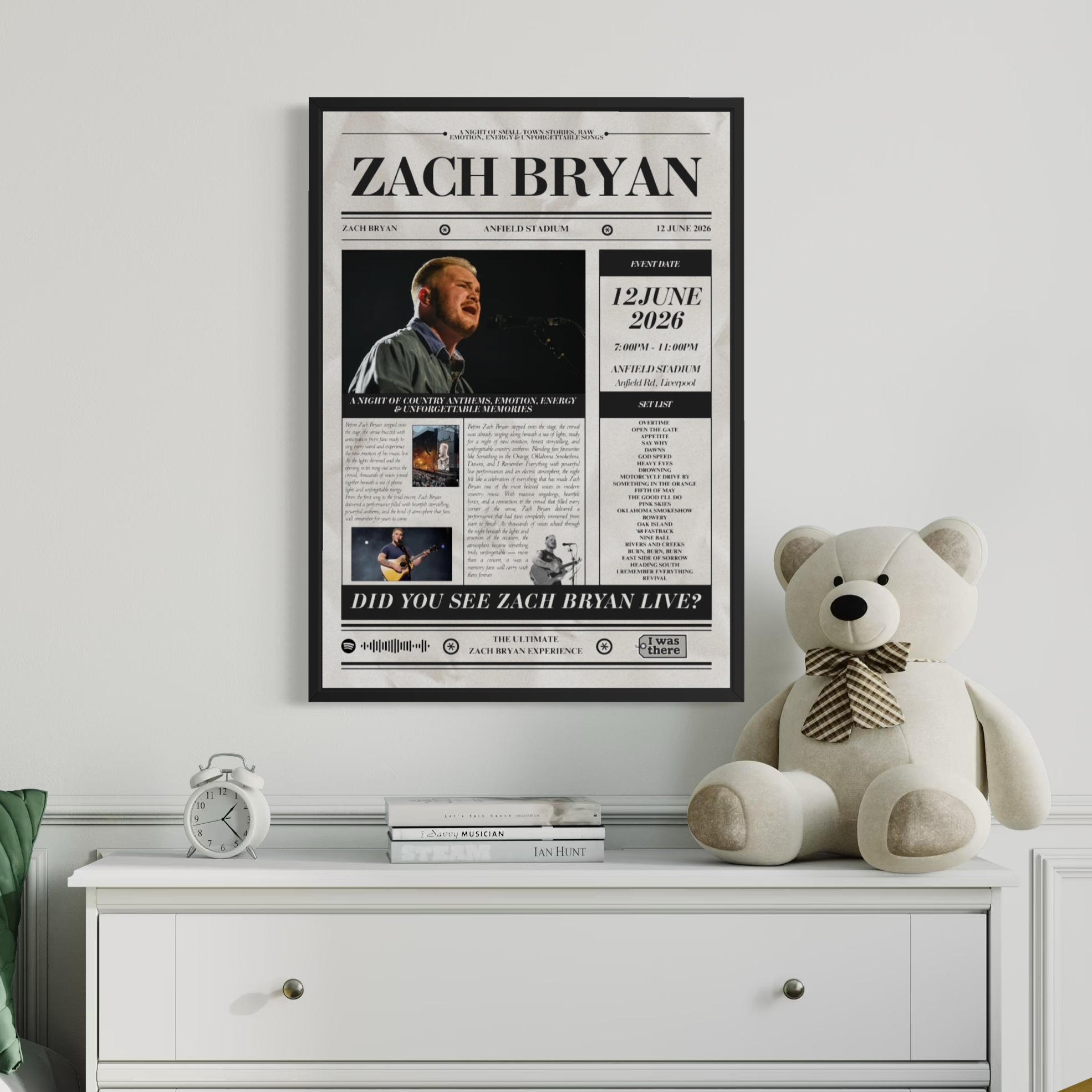 Zach Bryan - Personalised Newspaper Style Concert Poster