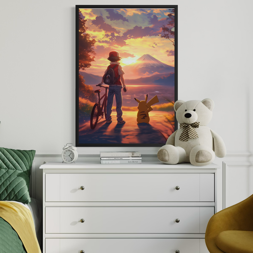 Ash & Pikachu Chasing Horizons - Pokemon Inspired Album Poster