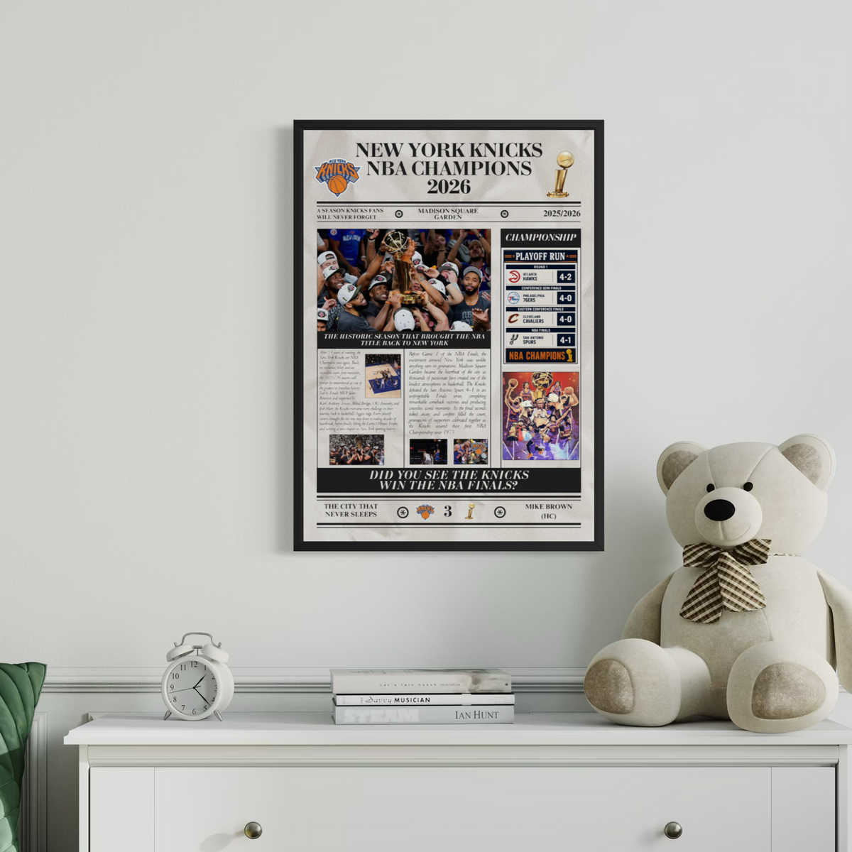 New York Knicks NBA Champions 2026 - Newspaper Style Poster