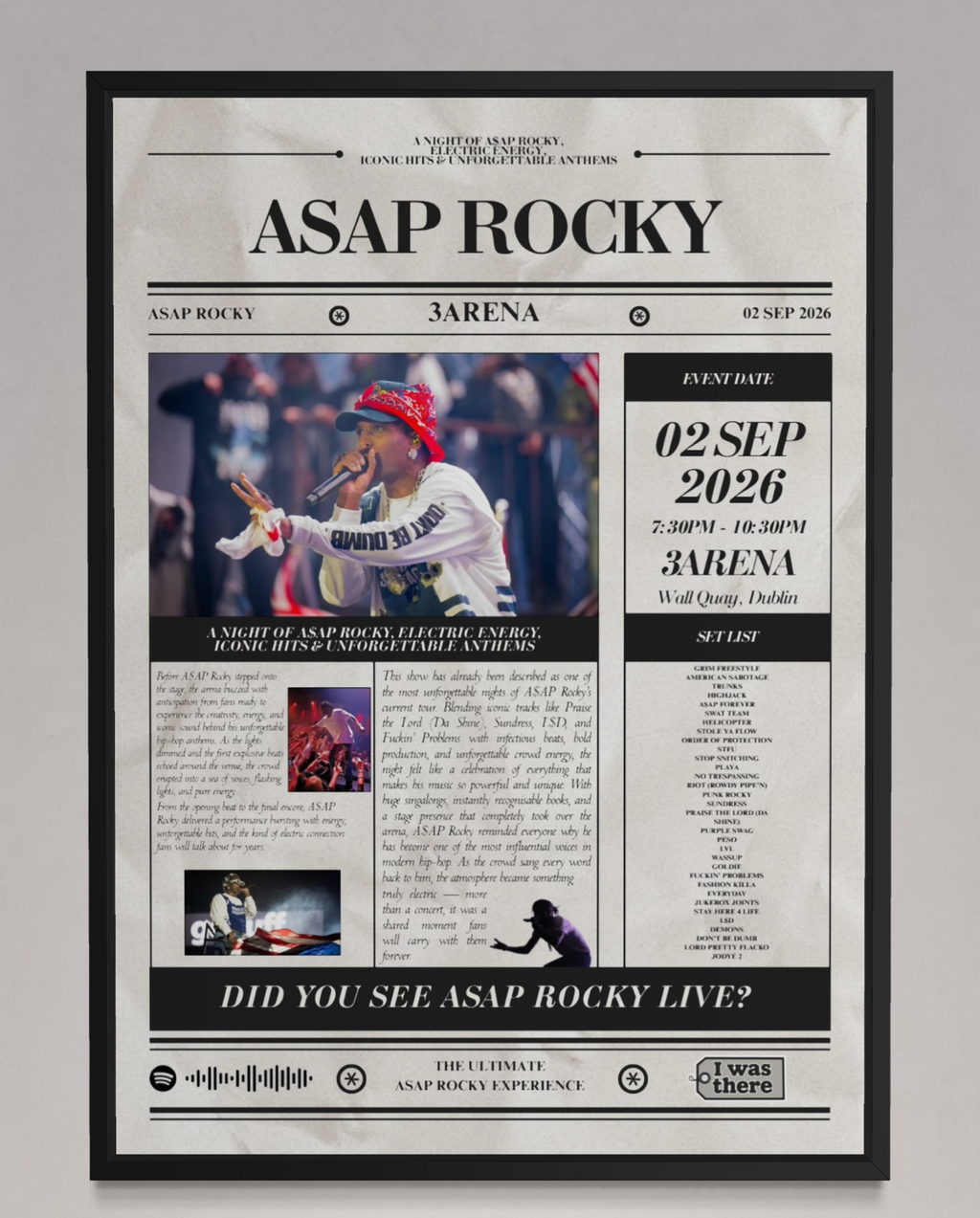 Asap Rocky - Personalised Newspaper Style Concert Poster