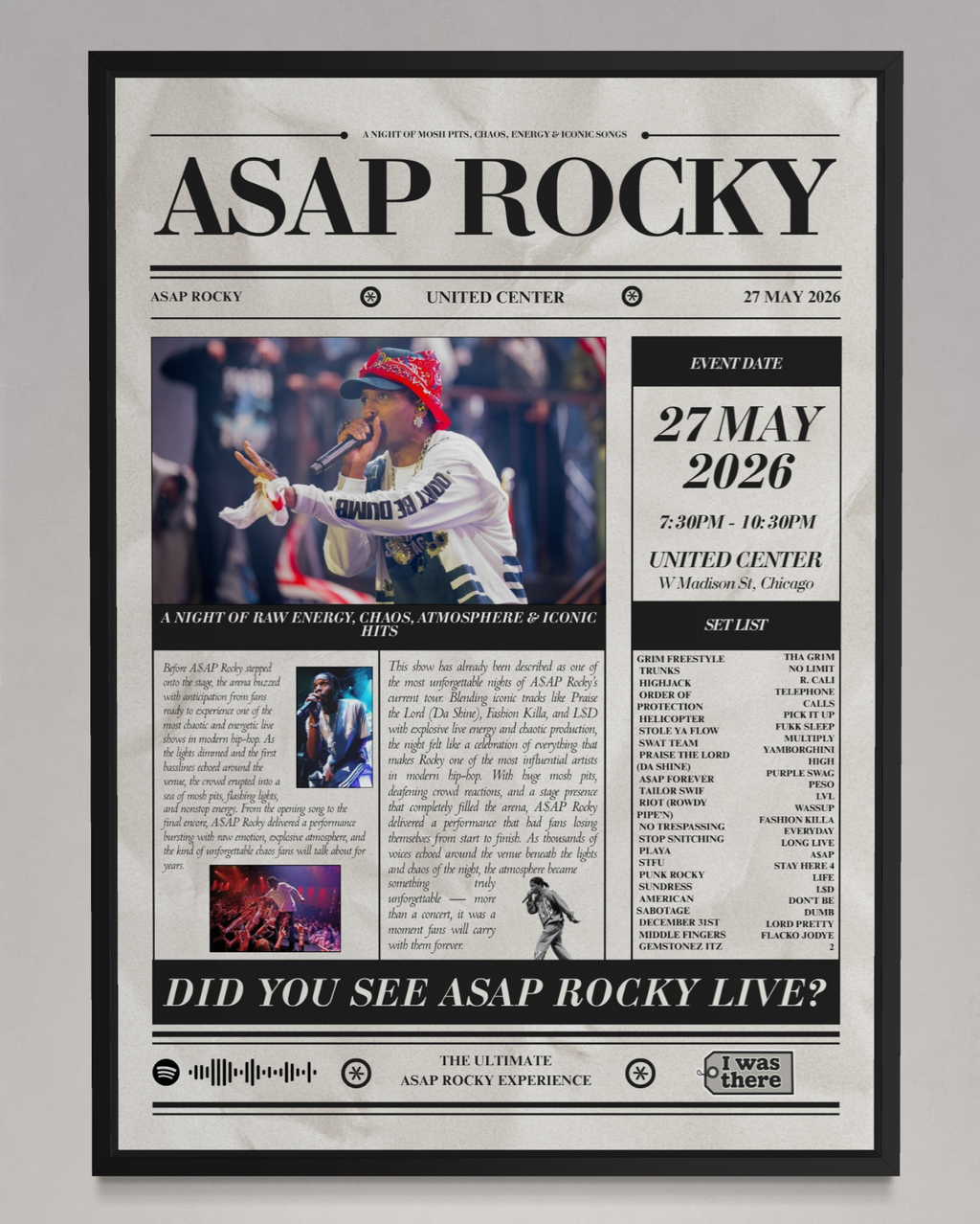 ASAP Rocky - Personalised Newspaper Style Concert Poster