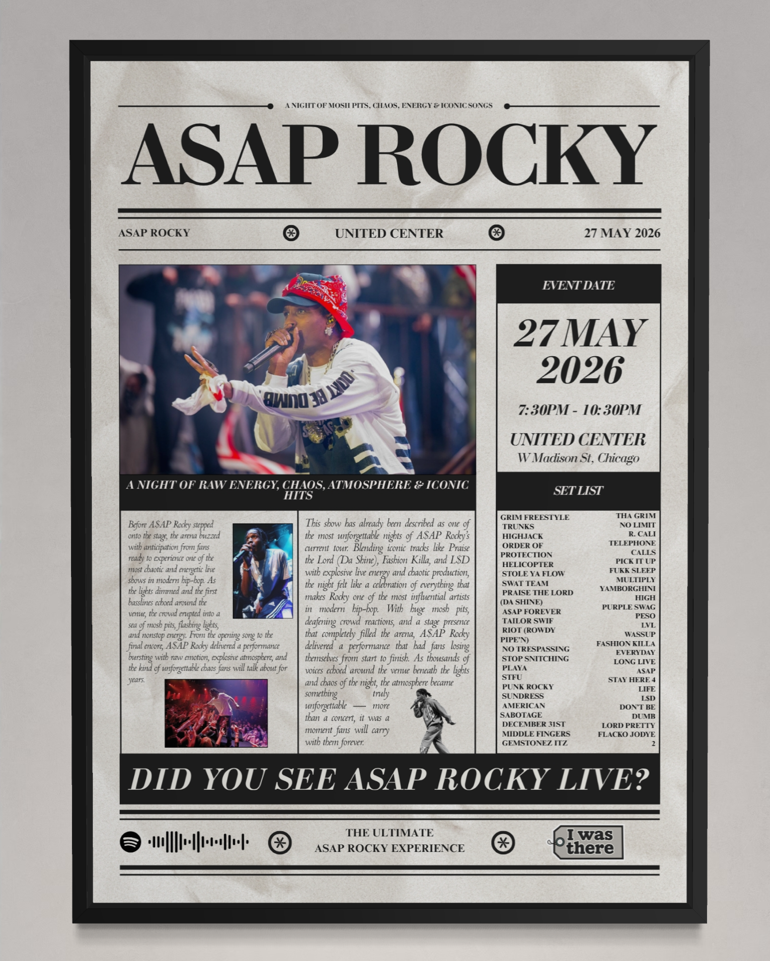 ASAP Rocky - Personalised Newspaper Style Concert Poster