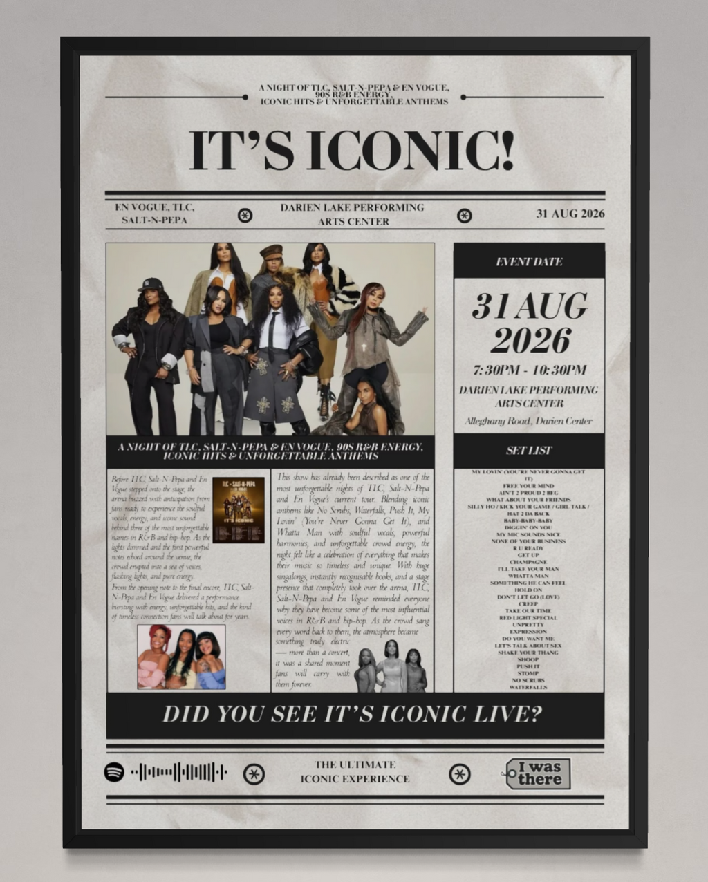 It's Iconic Tour - Personalised Newspaper Style Concert Poster (USA Tour)