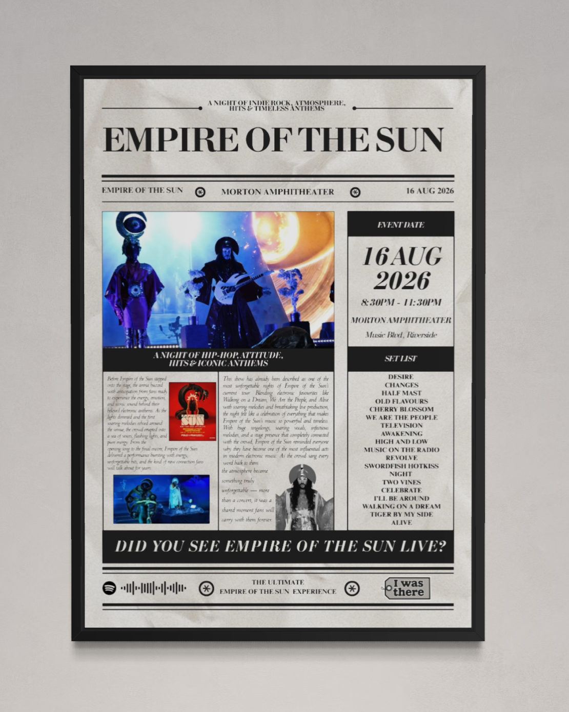 Empire of the Sun - Personalised Newspaper Style Concert Poster (USA Tour)