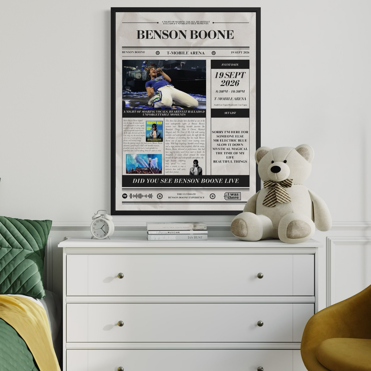 Benson Boone - Personalised Newspaper Style Concert Poster (USA Tour)