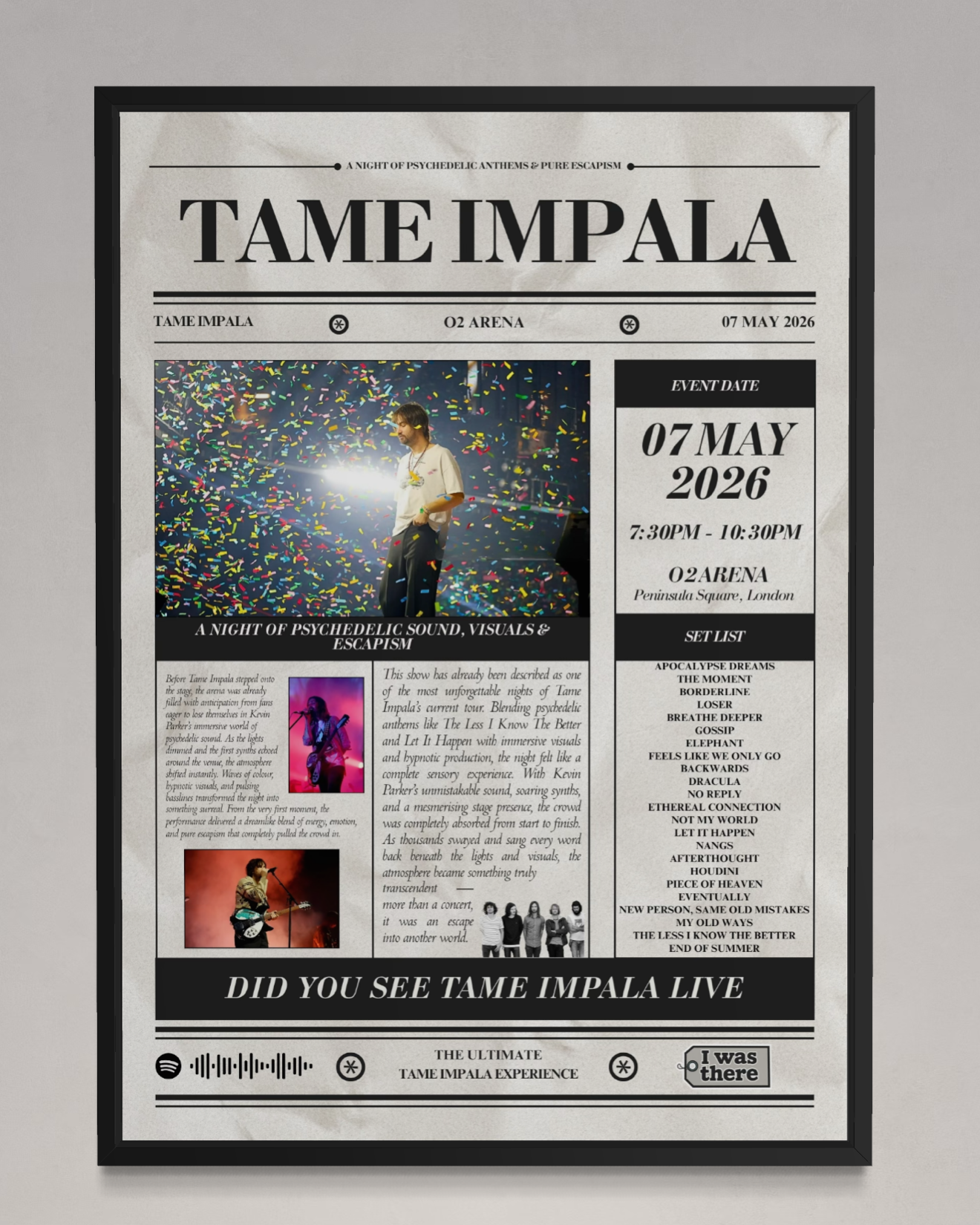 Tame Impala - Gepersonaliseerd Krantenstijl Concertposter