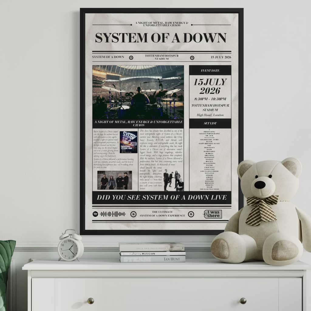 System of a Down - Personalised Newspaper Style Concert Poster