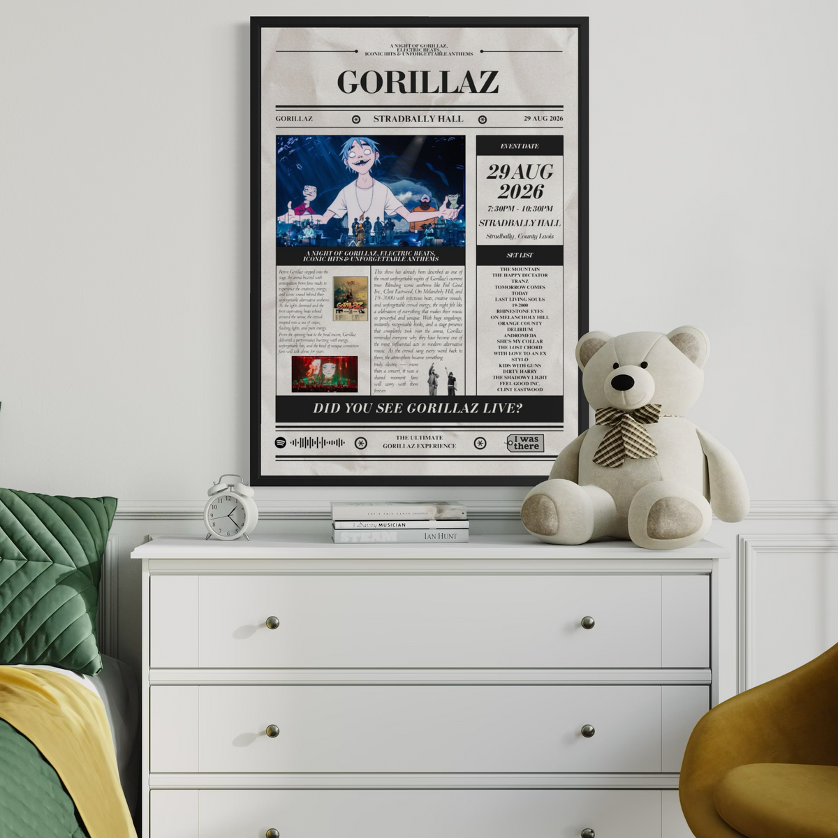 Gorillaz - Personalised Newspaper Style Concert Poster (USA Tour)