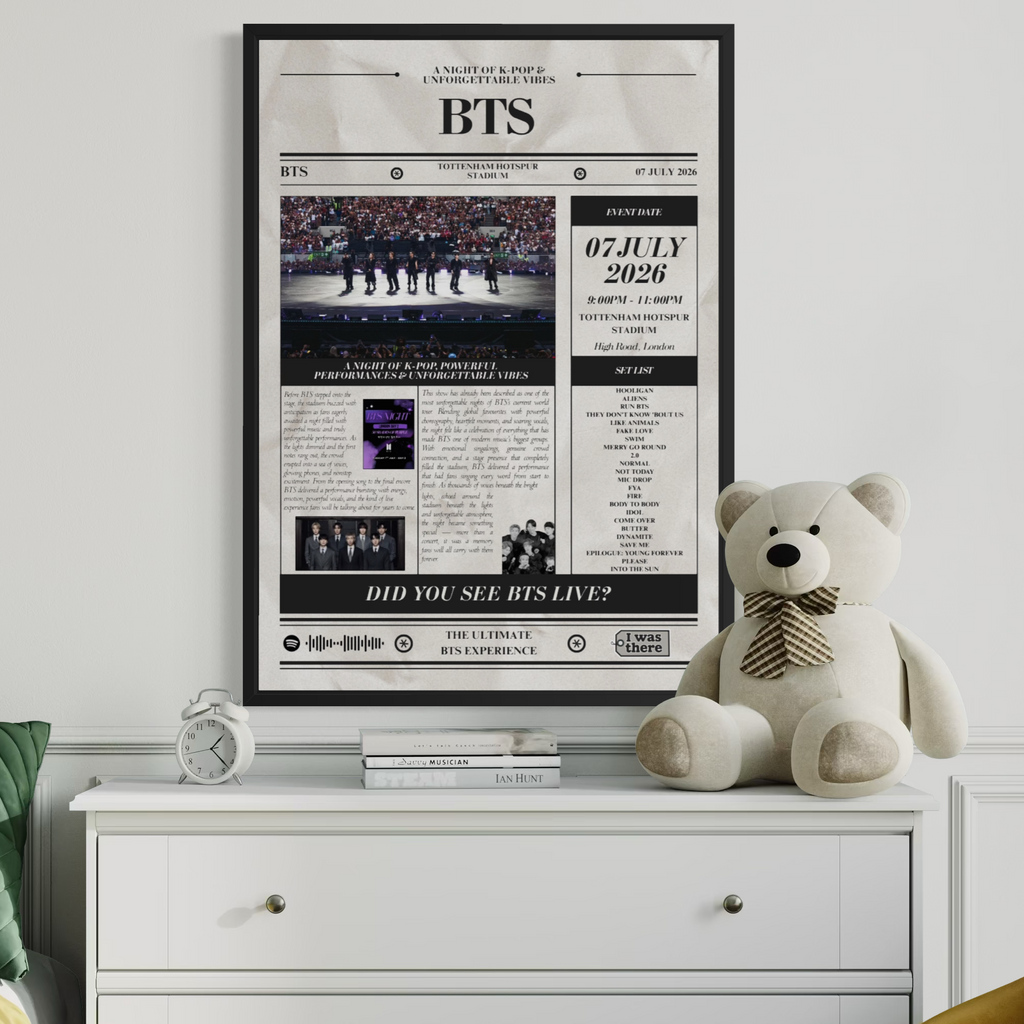 BTS - Personalised Newspaper Style Concert Poster