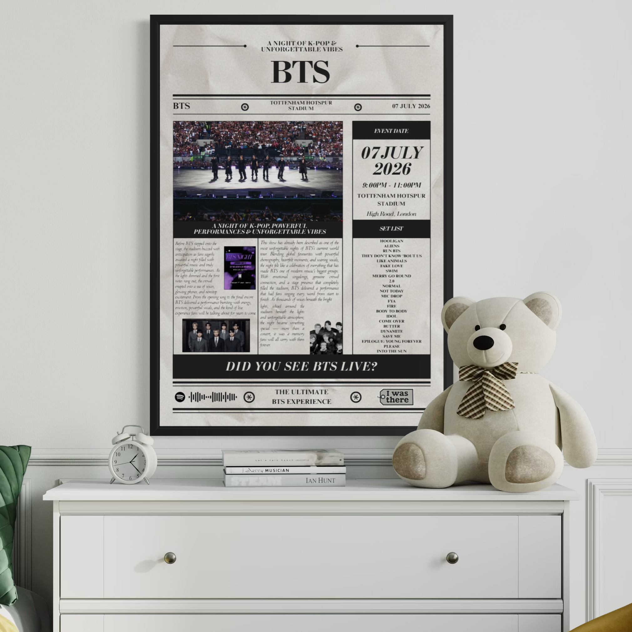 BTS - Personalised Newspaper Style Concert Poster
