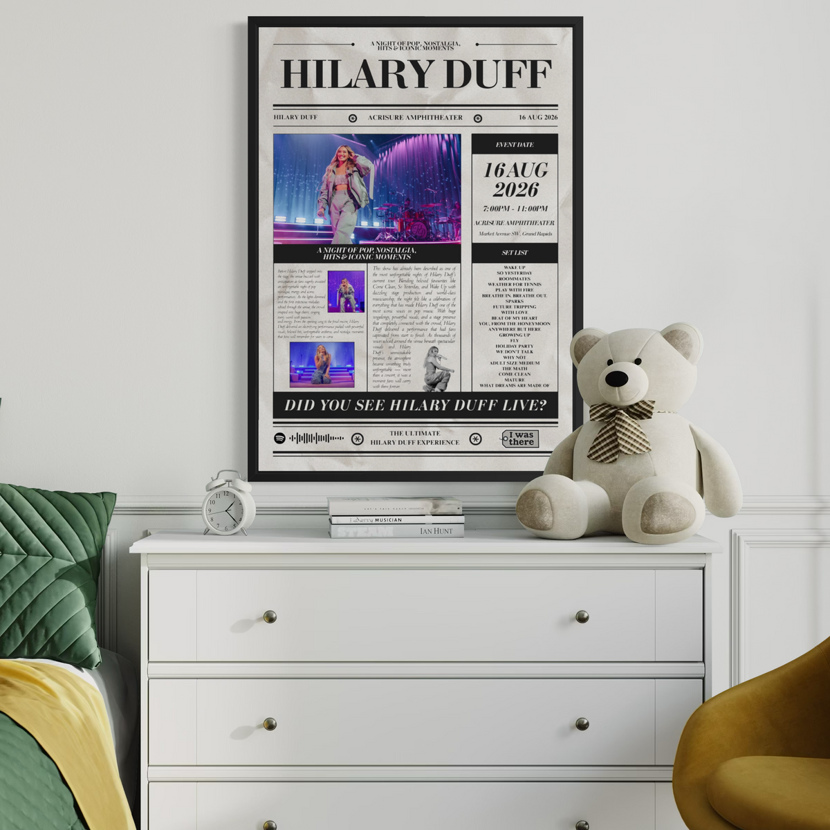Hilary Duff - Personalised Newspaper Style Concert Poster