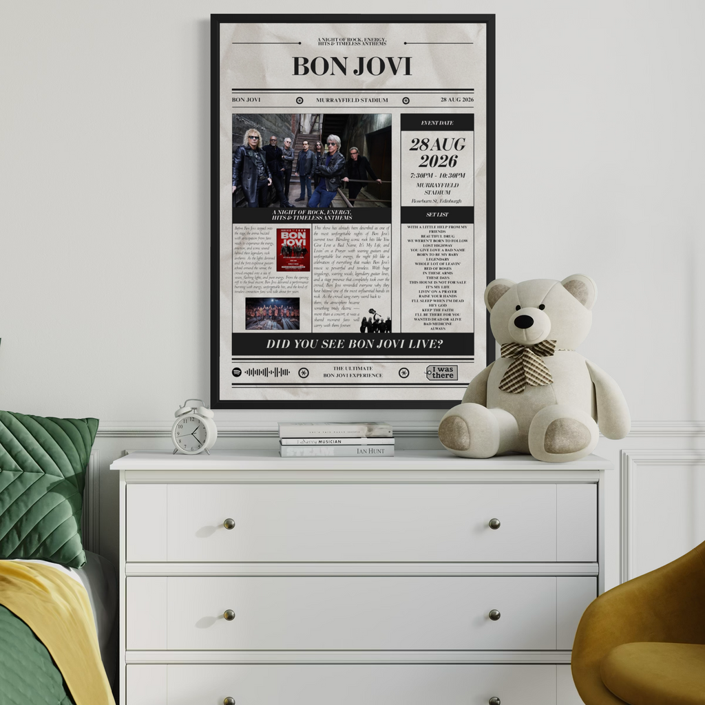 Bon Jovi - Personalised Newspaper Style Concert Poster