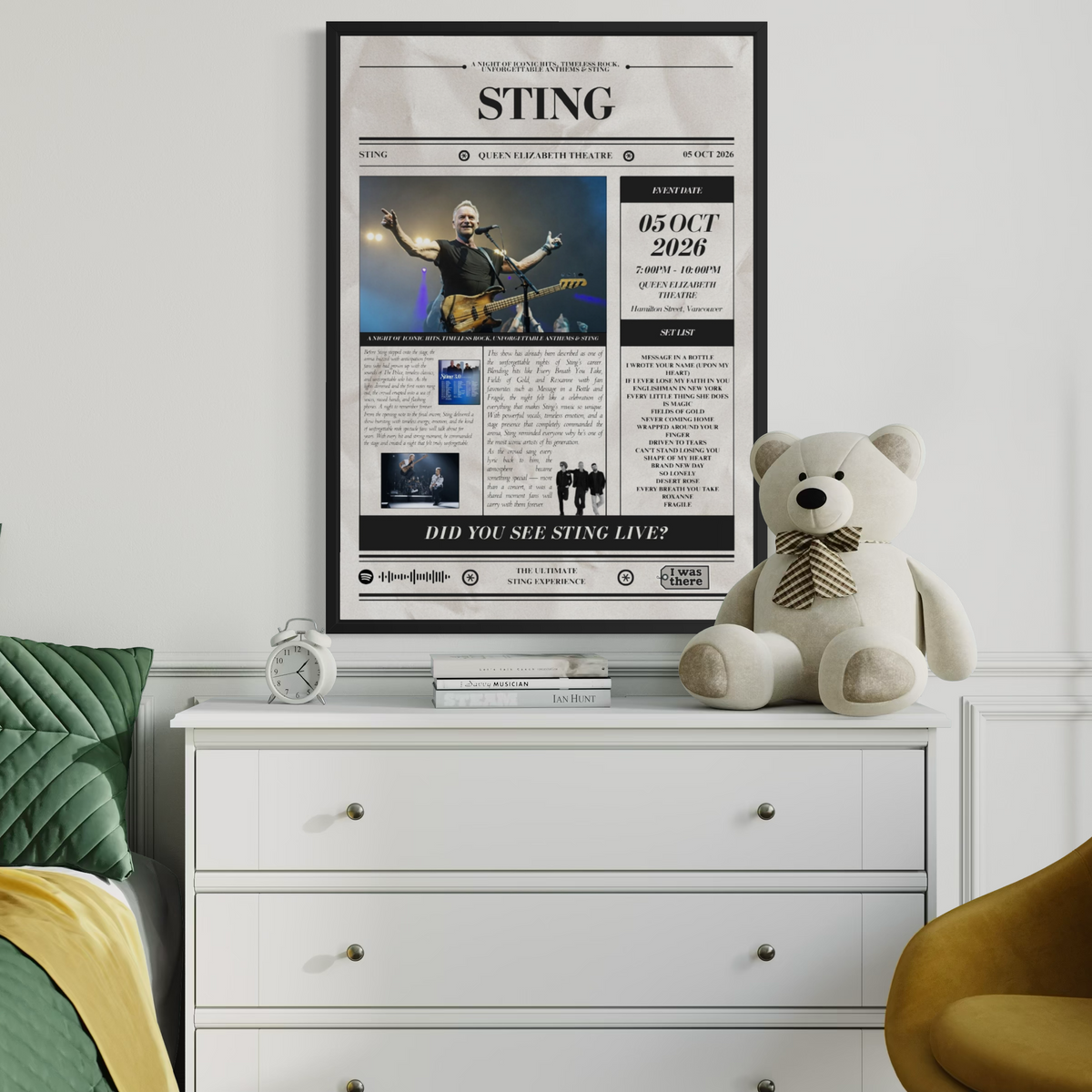 Sting - Personalised Newspaper Style Concert Poster (USA Tour)