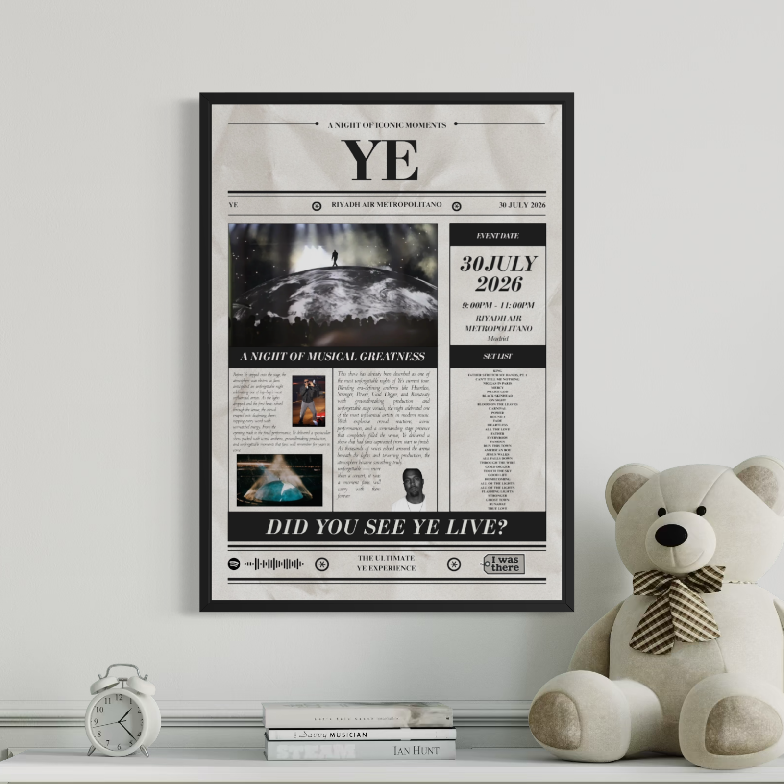 Kanye West - Personalised Newspaper Style Concert Poster