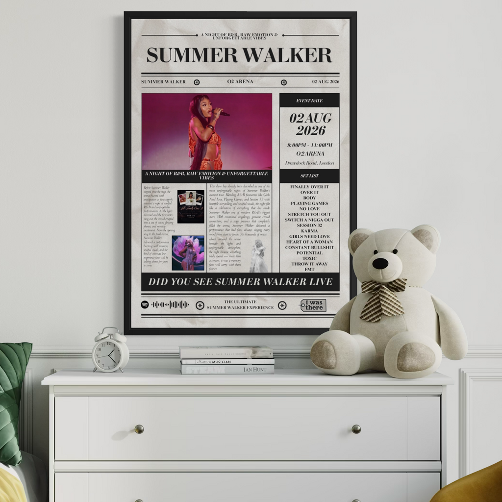 Summer Walker - Personalised Newspaper Style Concert Poster