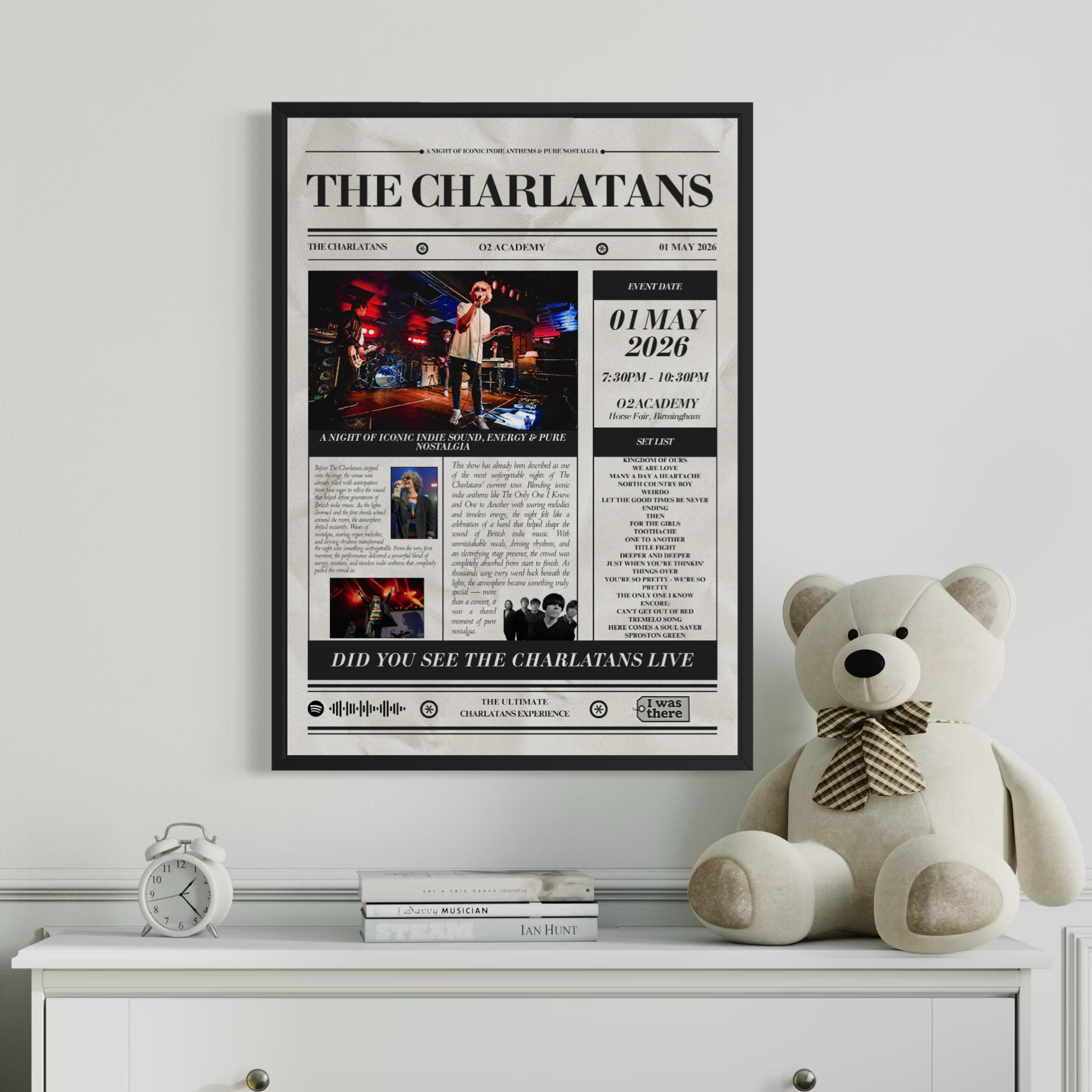 The Charlatans - Personalised Newspaper Style Concert Poster