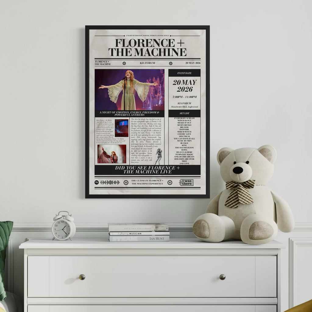 Florence + The Machine - Personalised Newspaper Style Concert Poster