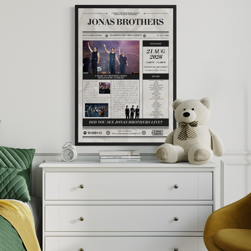 Jonas Brothers - Personalised Newspaper Style Concert Poster (USA Tour)