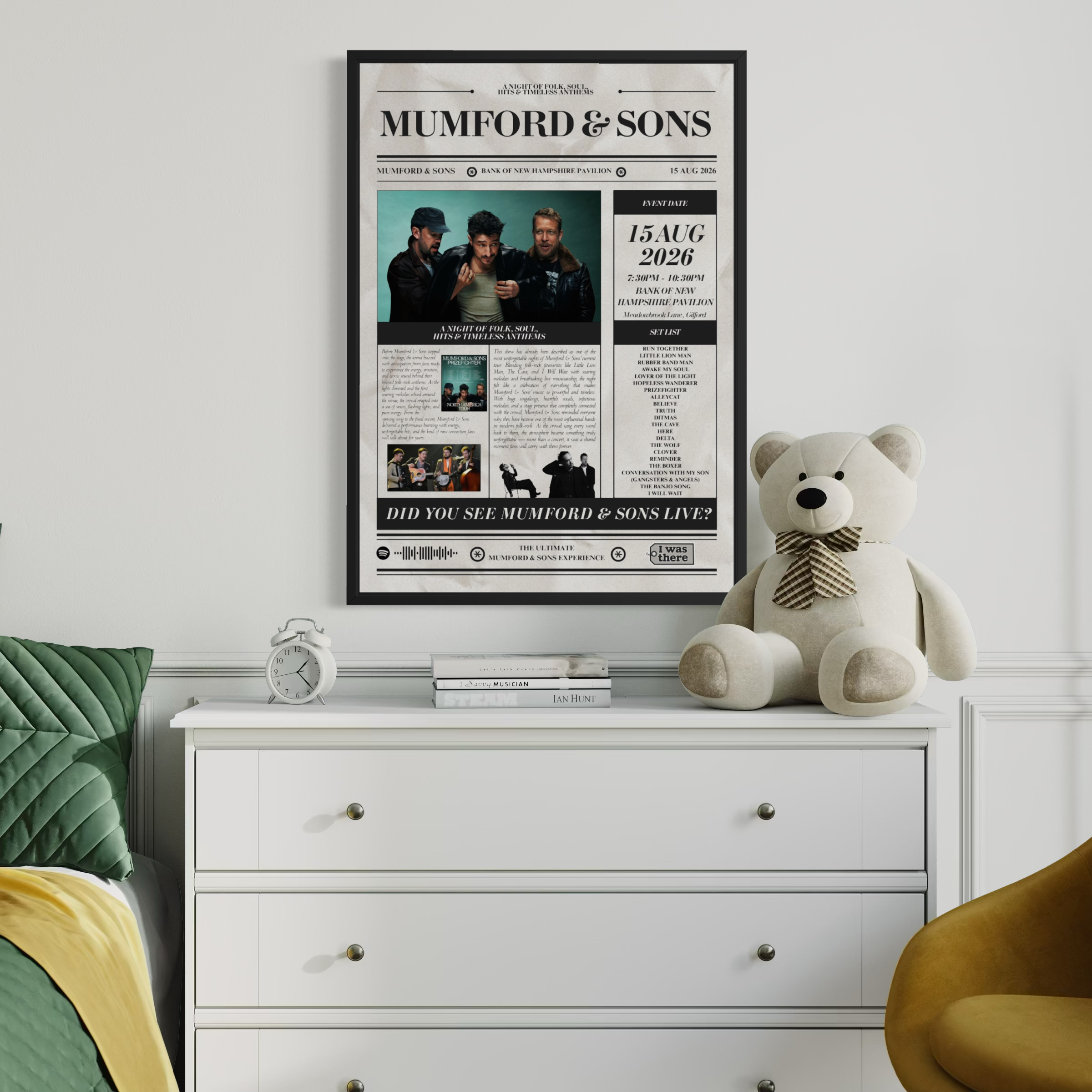 Mumford & Sons - Personalised Newspaper Style Concert Poster (USA Tour)