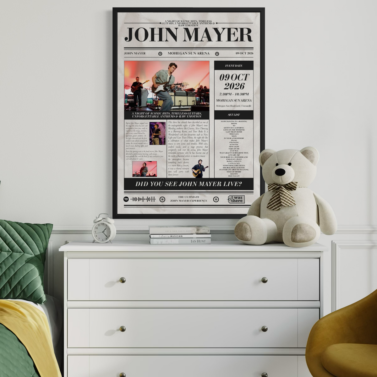 John Mayer - Personalised Newspaper Style Concert Poster (USA Tour)
