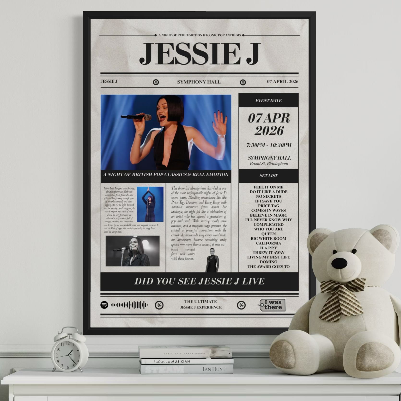 Jessie J - Personalised Newspaper Style Concert Poster