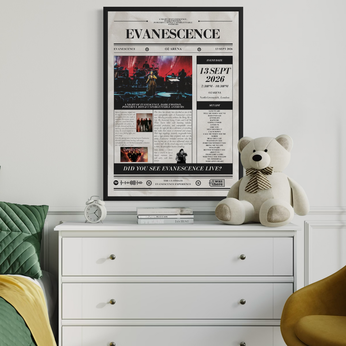 Evanescence - Personalised Newspaper Style Concert Poster