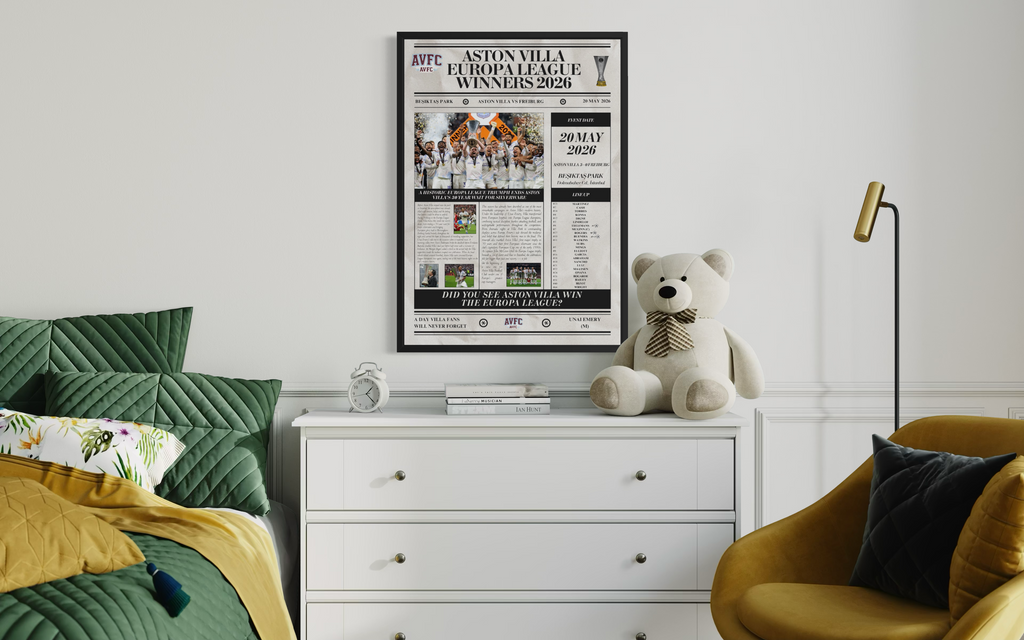 Aston Villa Europa League Winners 2026 - Newspaper Poster
