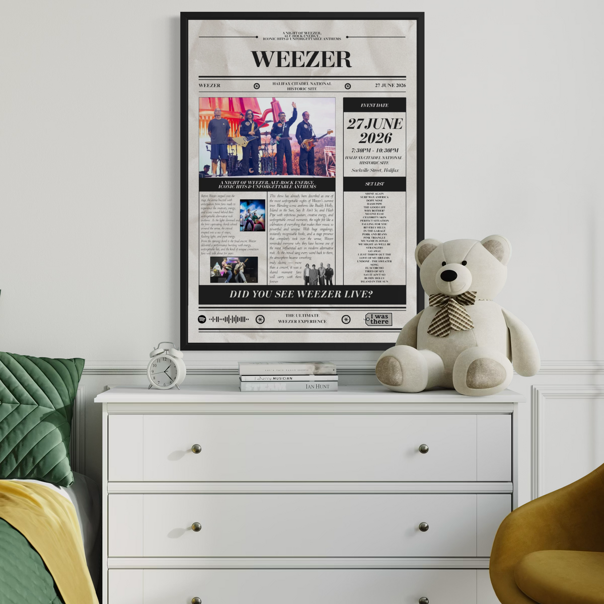 Weezer - Personalised Newspaper Style Concert Poster (USA Tour)