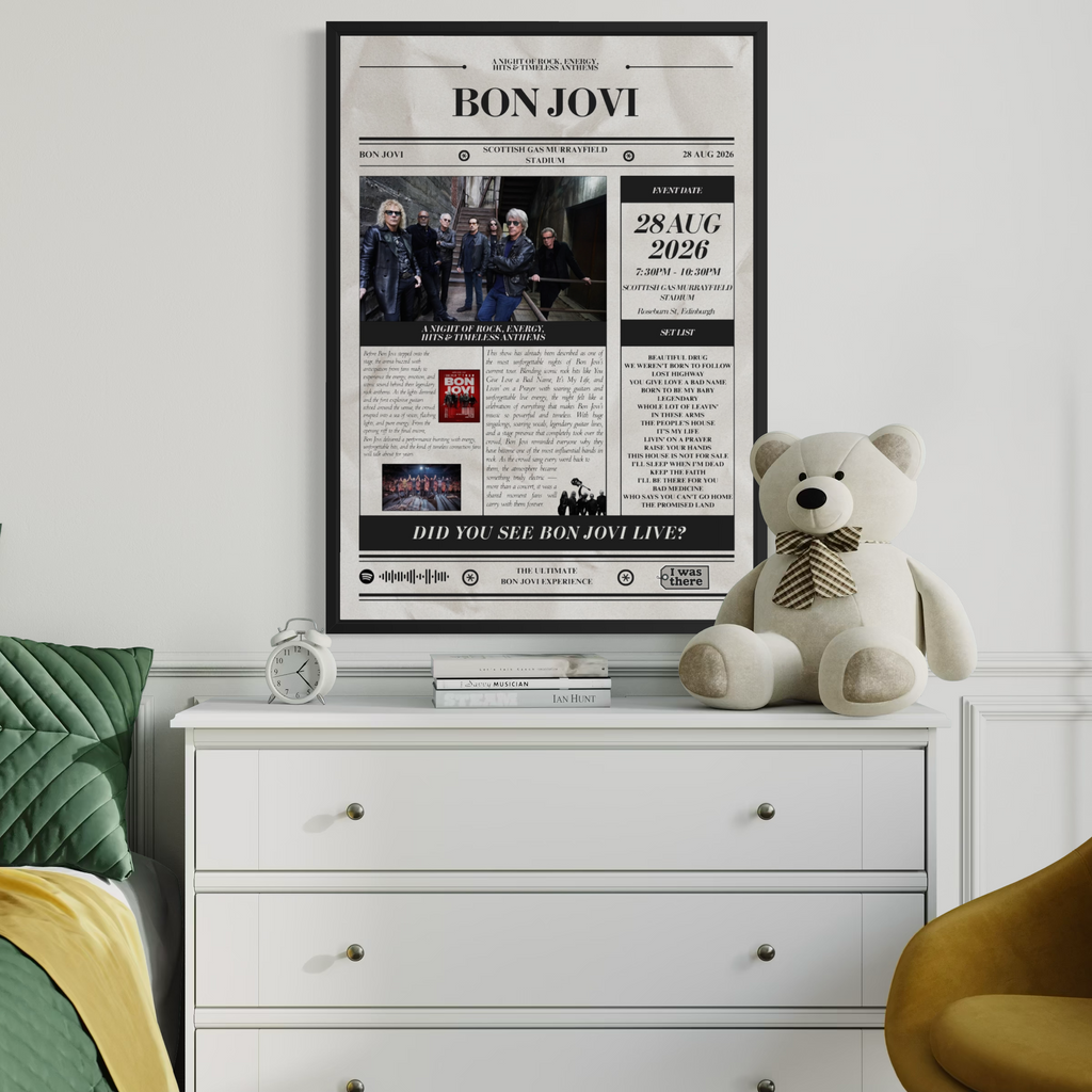 Bon Jovi - Personalised Newspaper Style Concert Poster