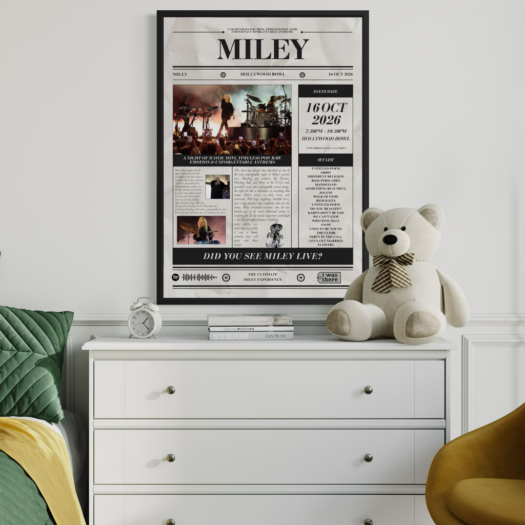 MILEY - Personalised Newspaper Style Concert Poster (USA Tour)