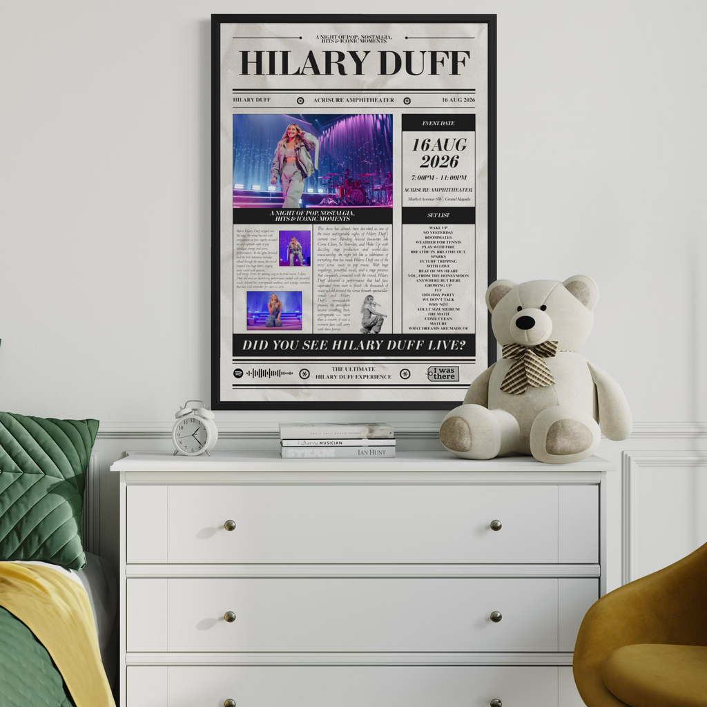 Hilary Duff - Personalised Newspaper Style Concert Poster (USA Tour)