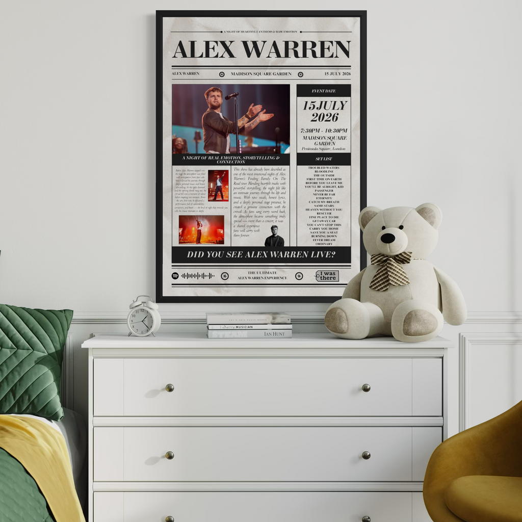 Alex Warren - Personalised Newspaper Style Concert Poster (USA Tour)