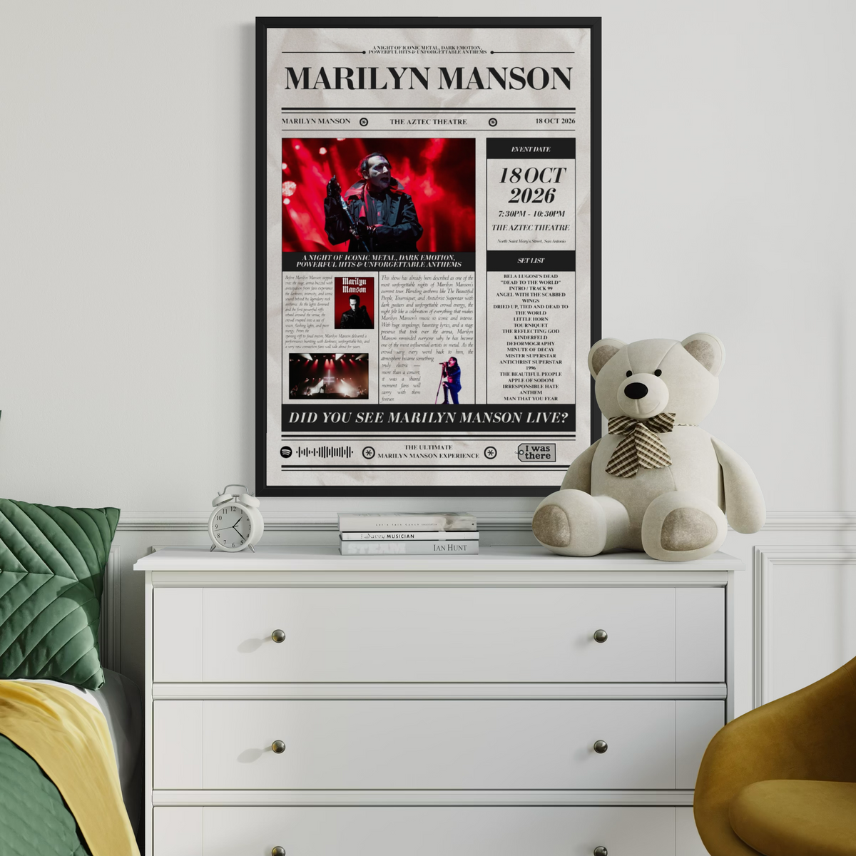 Marilyn Manson - Personalised Newspaper Style Concert Poster (USA Tour)