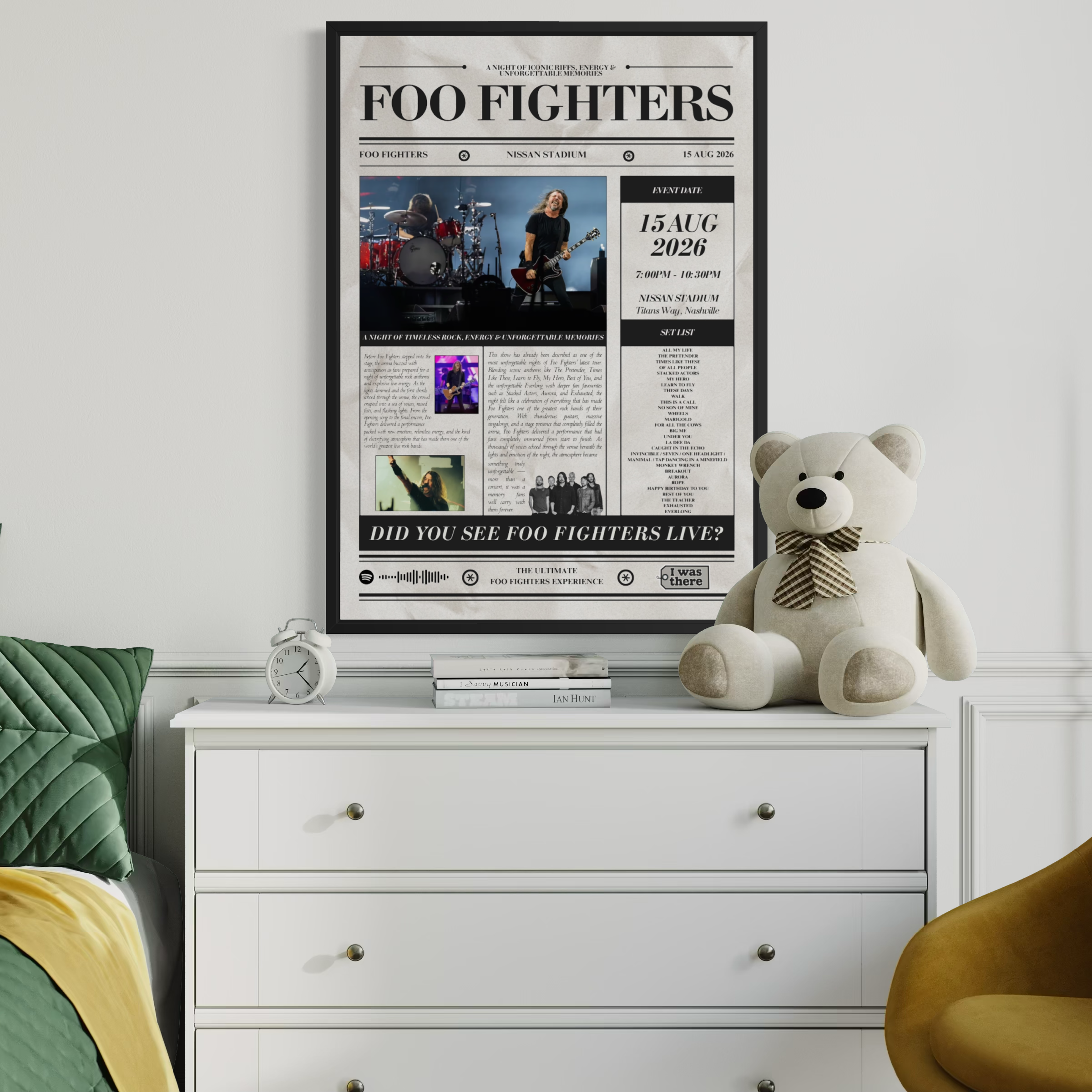 Foo Fighters - Personalised Newspaper Style Concert Poster (USA Tour)