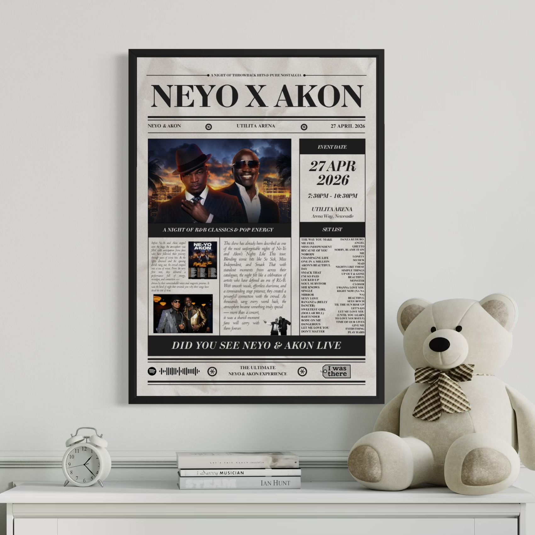 Neyo & Akon - Personalised Newspaper Style Concert Poster