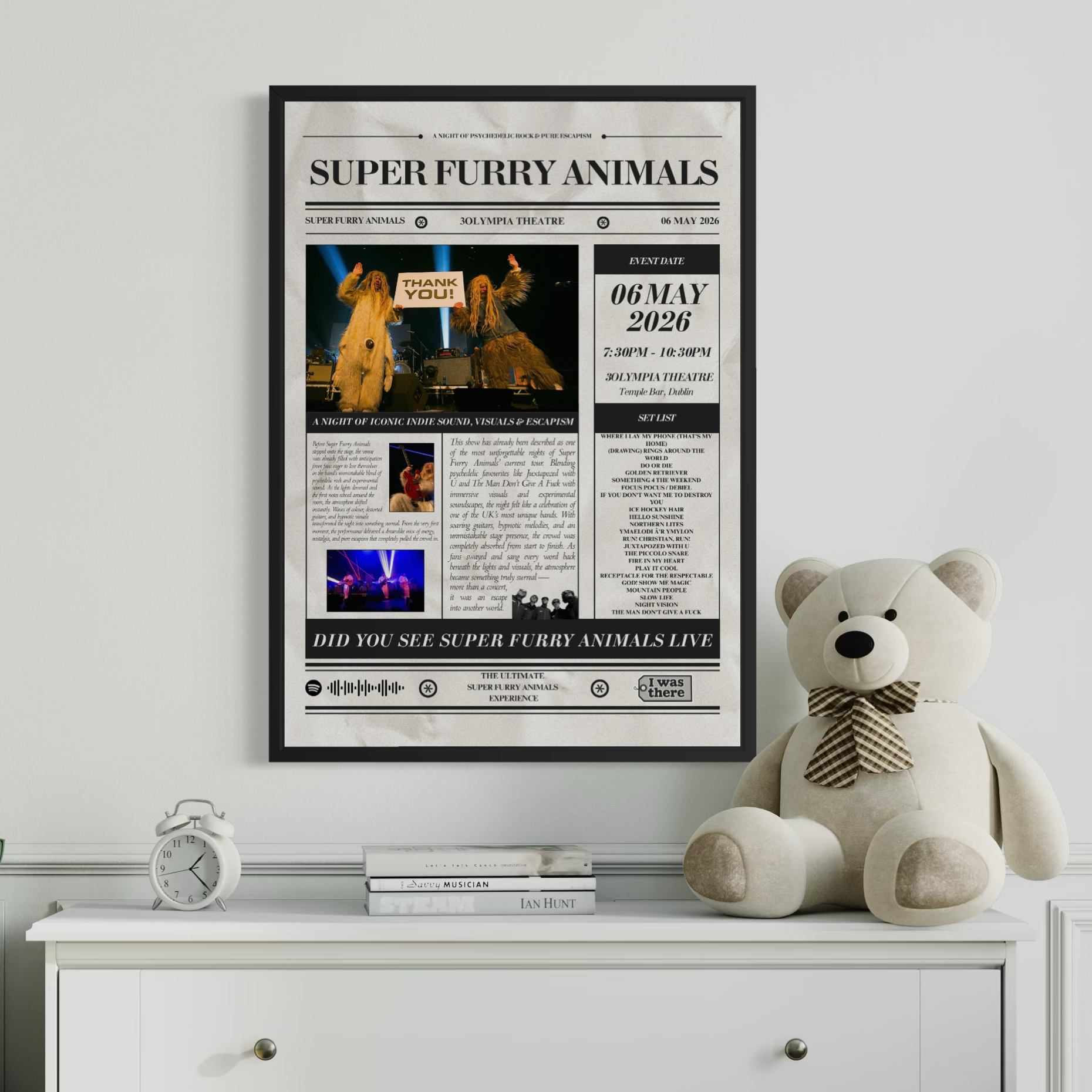 Super Furry Animals - Personalised Newspaper Style Concert Poster
