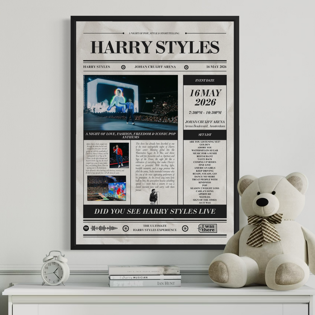 Harry Styles - Personalised Newspaper Style Concert Poster (Amsterdam Dates)