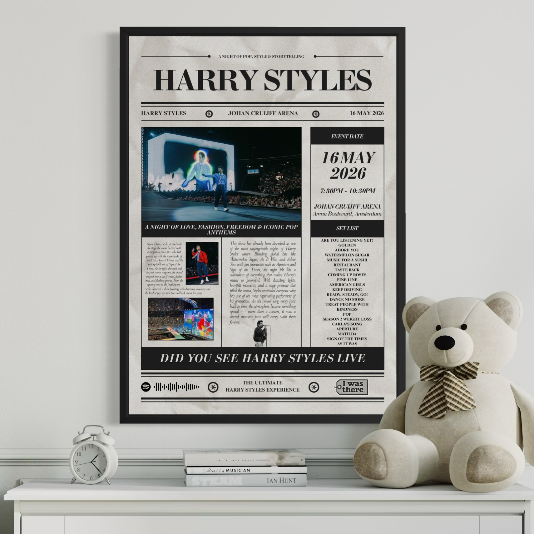 Harry Styles - Personalised Newspaper Style Concert Poster (Amsterdam Dates)
