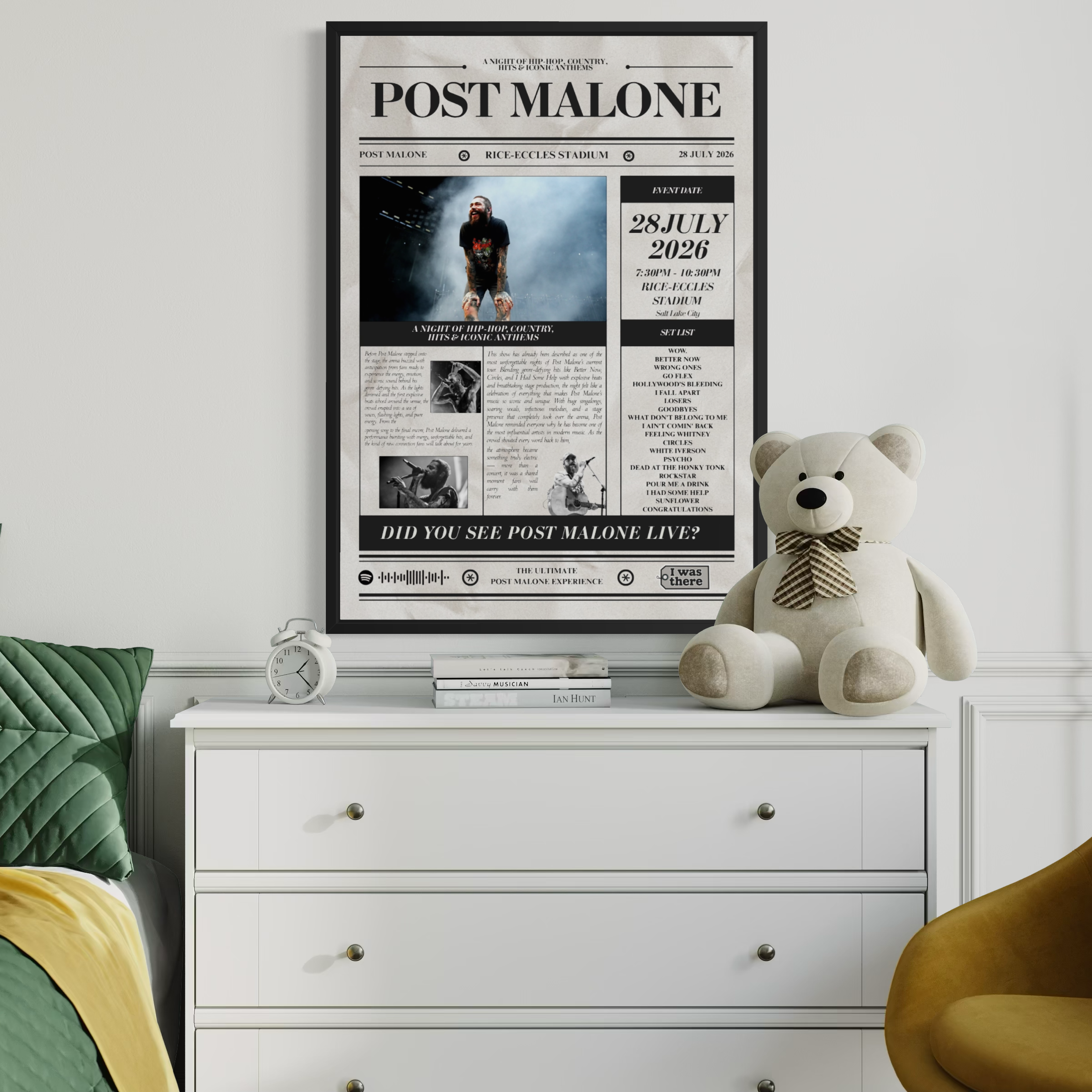 Post Malone - Personalised Newspaper Style Concert Poster (USA Tour)