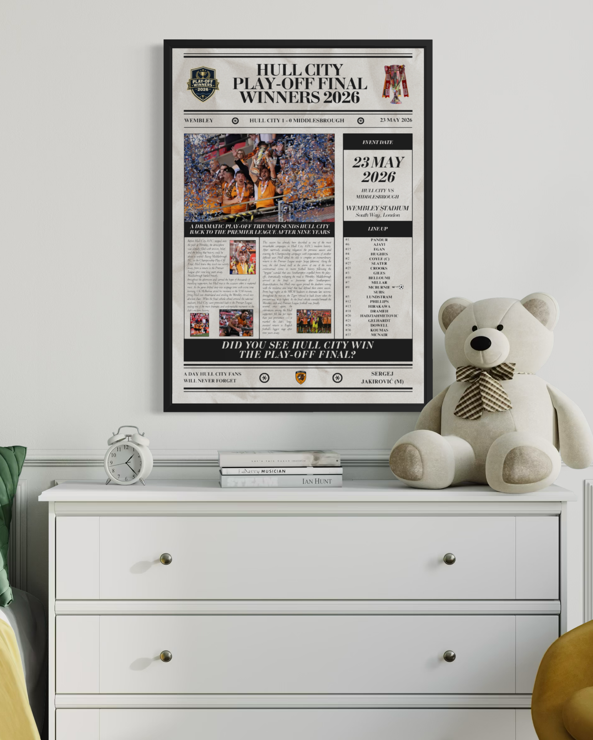 Hull City Play Off Winners 2026 - Newspaper Style Poster